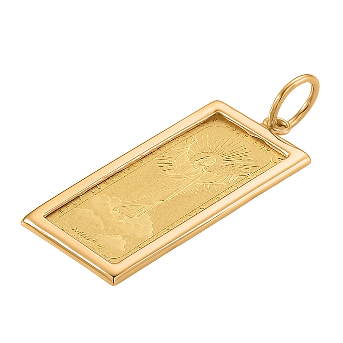 Doorbuster 14K Yellow Gold Pendant Frame 0.43g with 24K Golden Jesus Frame 1g image number 3