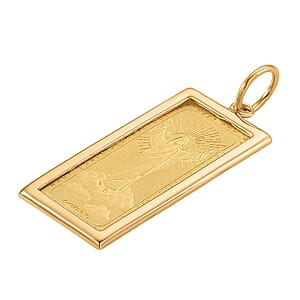 24K Gold Jesus Ingot Bar (1 Gram) with 14K Yellow Gold Frame Pendant (0.43 Gram)