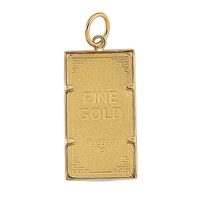24K Gold Jesus Ingot Bar (1 Gram) with 14K Yellow Gold Frame Pendant (0.43 Gram) (Total 1.4gm)