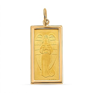 Doorbuster 24K Golden Angel Blessings Ingot 1g with 14K Yellow Gold Frame 0.40g Pendant