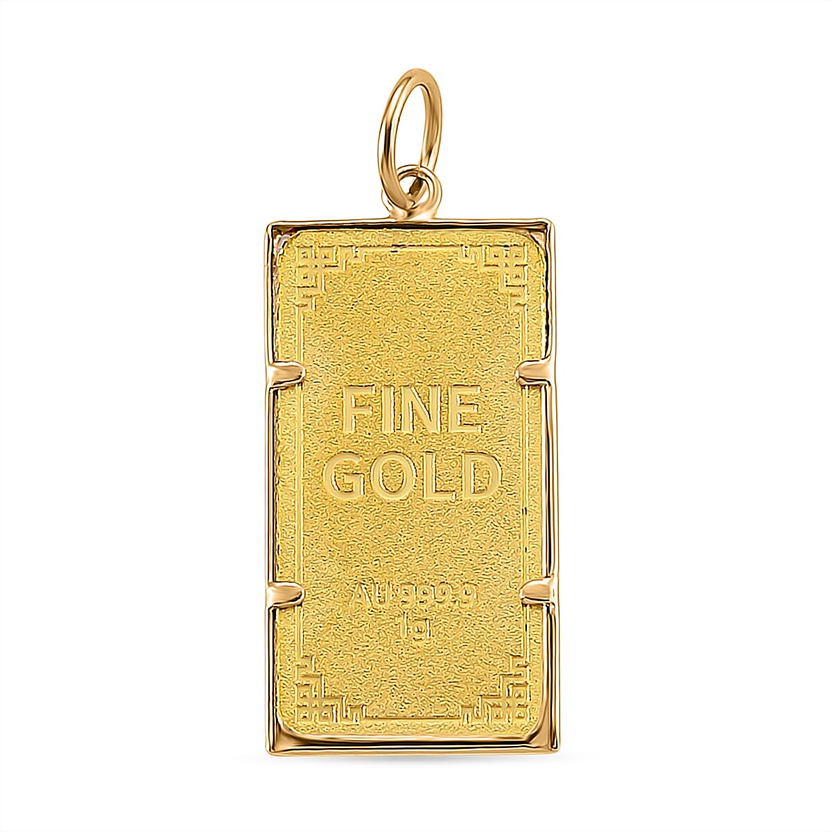 Doorbuster 24K Golden Angel Blessings Ingot 1g with 14K Yellow Gold Frame 0.40g Pendant image number 3