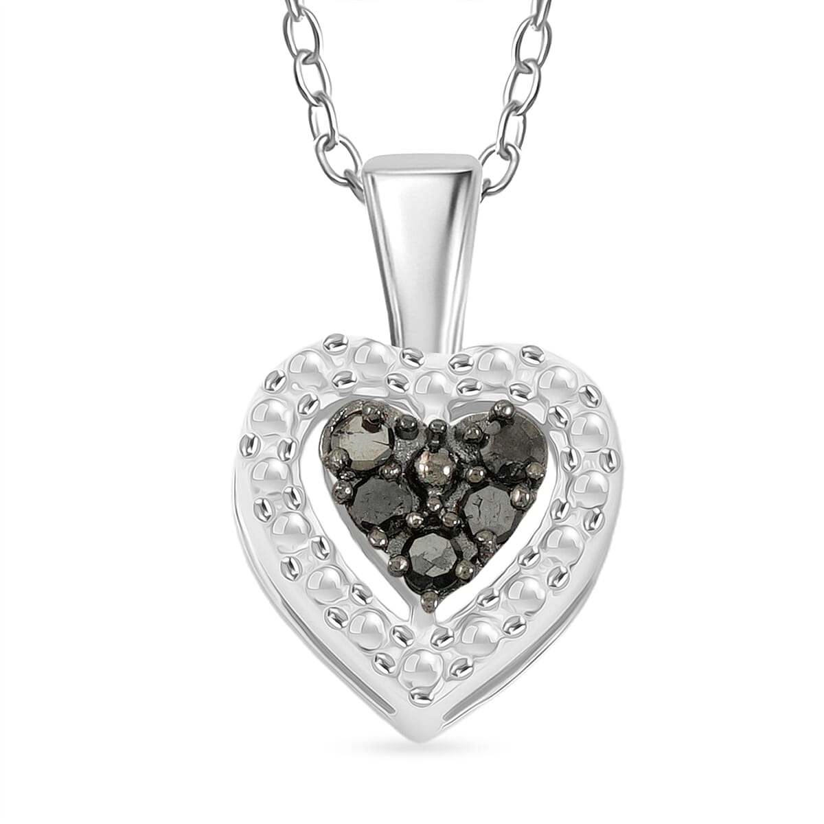 Black Diamond 0.10 ctw Heart Pendant Necklace in Sterling Silver 18 Inches image number 0