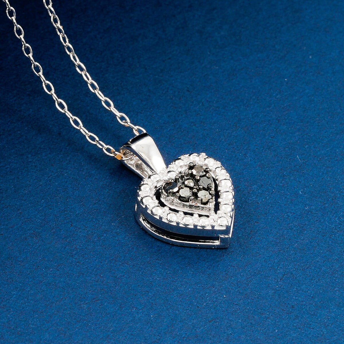 Black Diamond 0.10 ctw Heart Pendant Necklace in Sterling Silver 18 Inches image number 1