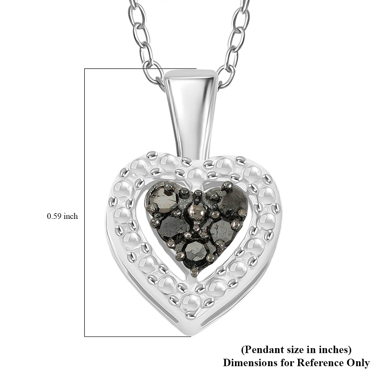 Black Diamond 0.10 ctw Heart Pendant Necklace in Sterling Silver 18 Inches image number 4