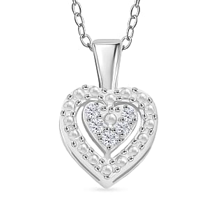 Diamond 0.10 ctw Heart Pendant Necklace in Sterling Silver 18 Inches