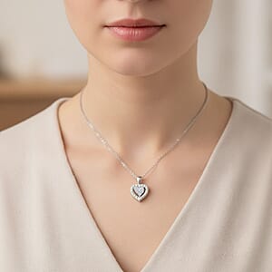 Diamond 0.10 ctw Heart Pendant Necklace in Sterling Silver 18 Inches