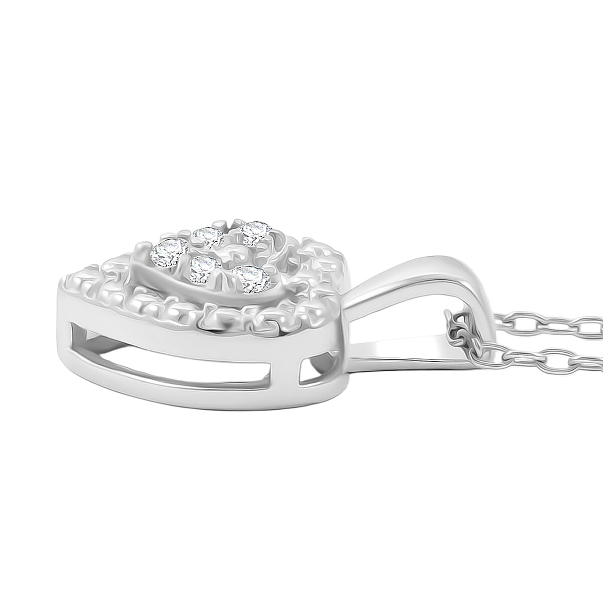 Diamond 0.10 ctw Heart Pendant Necklace in Sterling Silver 18 Inches image number 3