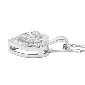 Diamond 0.10 ctw Heart Pendant Necklace in Sterling Silver 18 Inches
