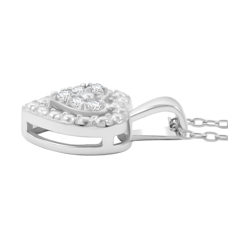 Diamond 0.10 ctw Heart Pendant Necklace in Sterling Silver 18 Inches