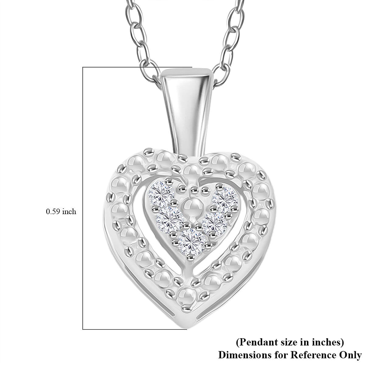 Diamond 0.10 ctw Heart Pendant Necklace in Sterling Silver 18 Inches image number 4