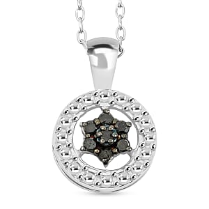 Black Diamond 0.10 ctw Round Shape Pendant Necklace in Sterling Silver 18 Inches