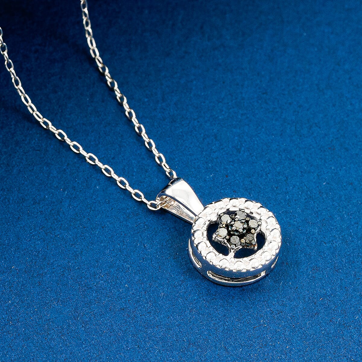 Black Diamond 0.10 ctw Round Shape Pendant Necklace in Sterling Silver 18 Inches image number 1