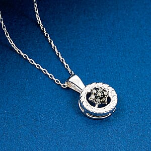 Black Diamond 0.10 ctw Round Shape Pendant Necklace in Sterling Silver 18 Inches