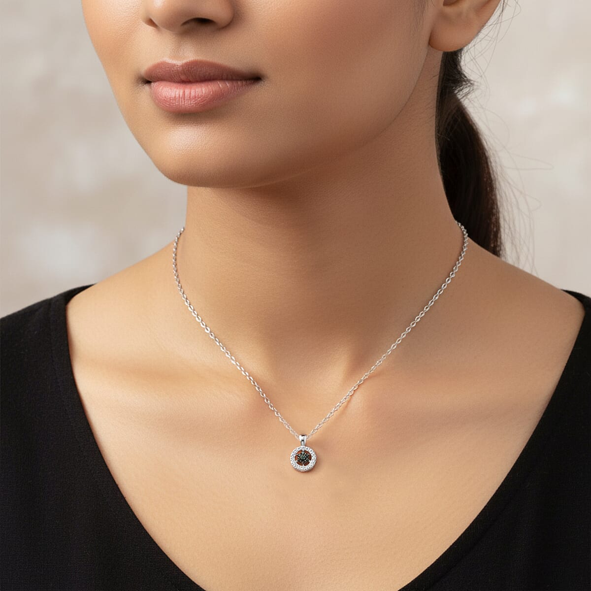 Black Diamond 0.10 ctw Round Shape Pendant Necklace in Sterling Silver 18 Inches image number 2
