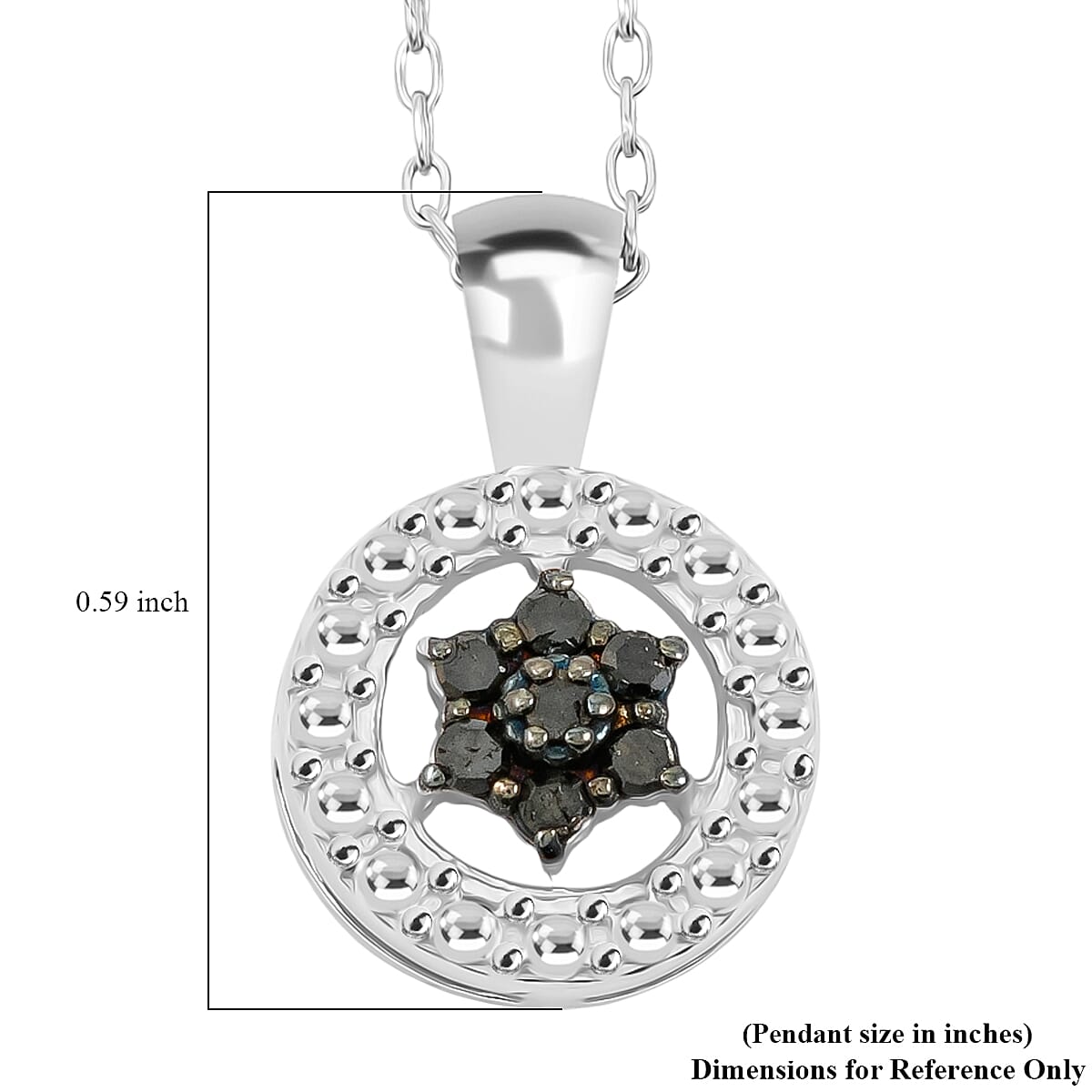 Black Diamond 0.10 ctw Round Shape Pendant Necklace in Sterling Silver 18 Inches image number 4