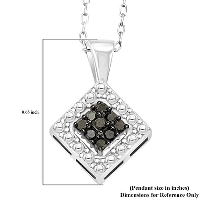 Black Diamond 0.10 ctw Square Shape Pendant Necklace in Sterling Silver 18 Inches