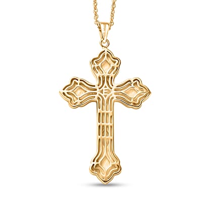EverTrue Bronzella Collection Eternal Faith Cross Pendant in 18K YG Plated Bronze with ION Plated YG Stainless Steel Necklace 20 Inches