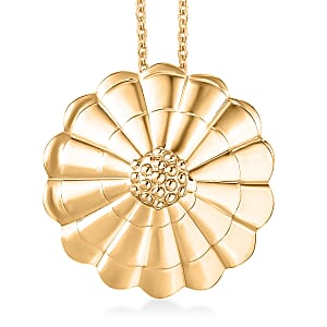 EverTrue Bronzella Collection Floral Pendant in 18K YG Plated Bronze with ION Plated YG Stainless Steel Necklace 20 Inches