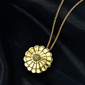 EverTrue Bronzella Collection Floral Pendant in 18K YG Plated Bronze with ION Plated YG Stainless Steel Necklace 20 Inches