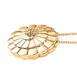 EverTrue Bronzella Collection Floral Pendant in 18K YG Plated Bronze with ION Plated YG Stainless Steel Necklace 20 Inches