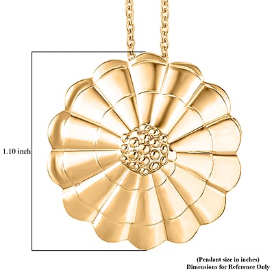 EverTrue Bronzella Collection Rose Flower Pendant in 18K YG Plated Bronze with ION Plated YG Stainless Steel Necklace 20 Inches