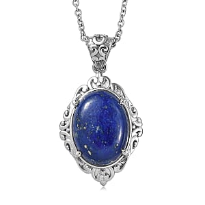 EverTrue Lapis Lazuli 10.30 ctw Pendant Necklace in Stainless Steel 20 Inches 