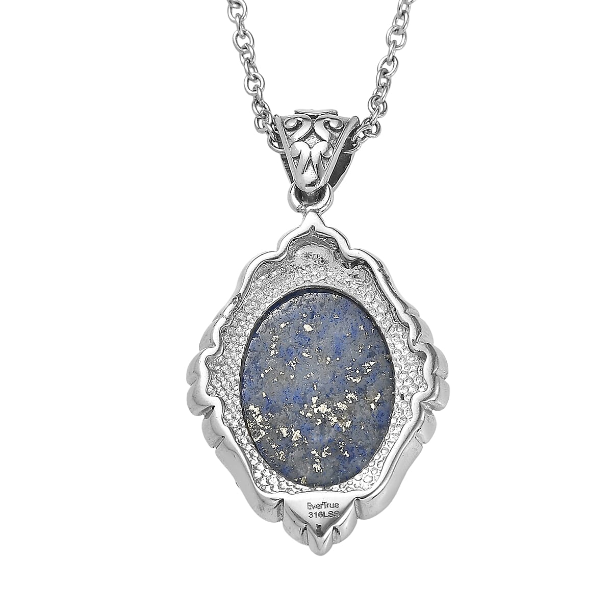 EverTrue Lapis Lazuli 10.30 ctw Pendant Necklace in Stainless Steel 20 Inches  image number 4
