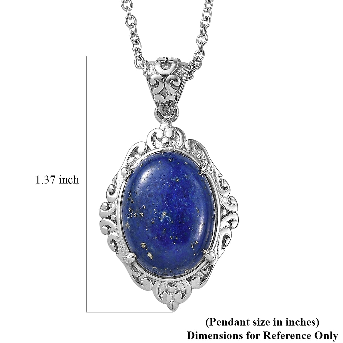 EverTrue Lapis Lazuli 10.30 ctw Pendant Necklace in Stainless Steel 20 Inches  image number 5