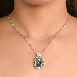 EverTrue Malagasy Labradorite 11.90 ctw Pendant Necklace in Stainless Steel 20 Inches 