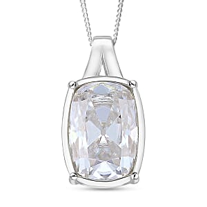 D'Joy Old Mine Cut Moissanite 10.00 ctw Pendant Necklace in Rhodium Over Sterling Silver 18 Inches