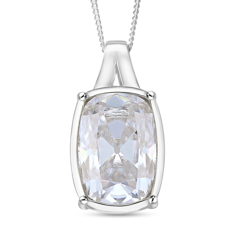 D'Joy Old Mine Cut Moissanite 10.00 ctw Pendant Necklace in Rhodium Over Sterling Silver 18 Inches