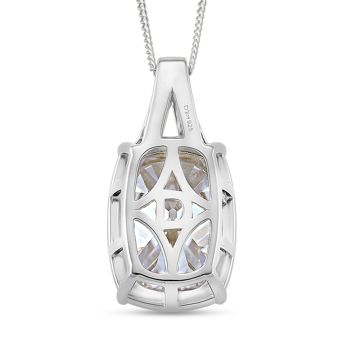 D'Joy Old Mine Cut Moissanite 10.00 ctw Pendant Necklace in Rhodium Over Sterling Silver 18 Inches image number 4