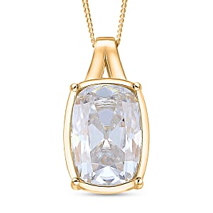 D'Joy Old Mine Cut Moissanite 10.00 ctw Pendant Necklace in 18K Vermeil Yellow Gold Over Sterling Silver 18 Inches