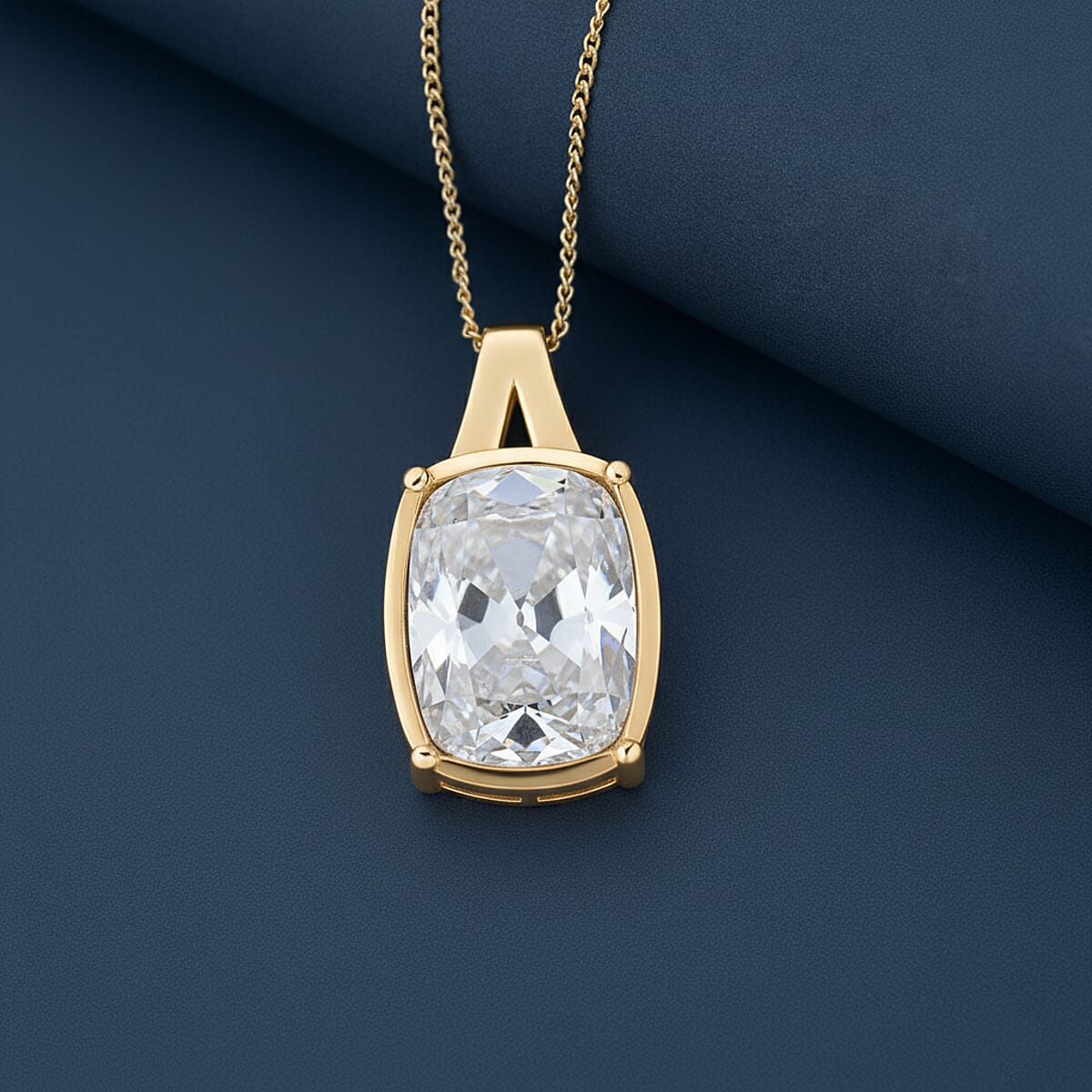 D'Joy Old Mine Cut Moissanite 10.00 ctw Pendant Necklace in 18K Vermeil Yellow Gold Over Sterling Silver 18 Inches image number 1