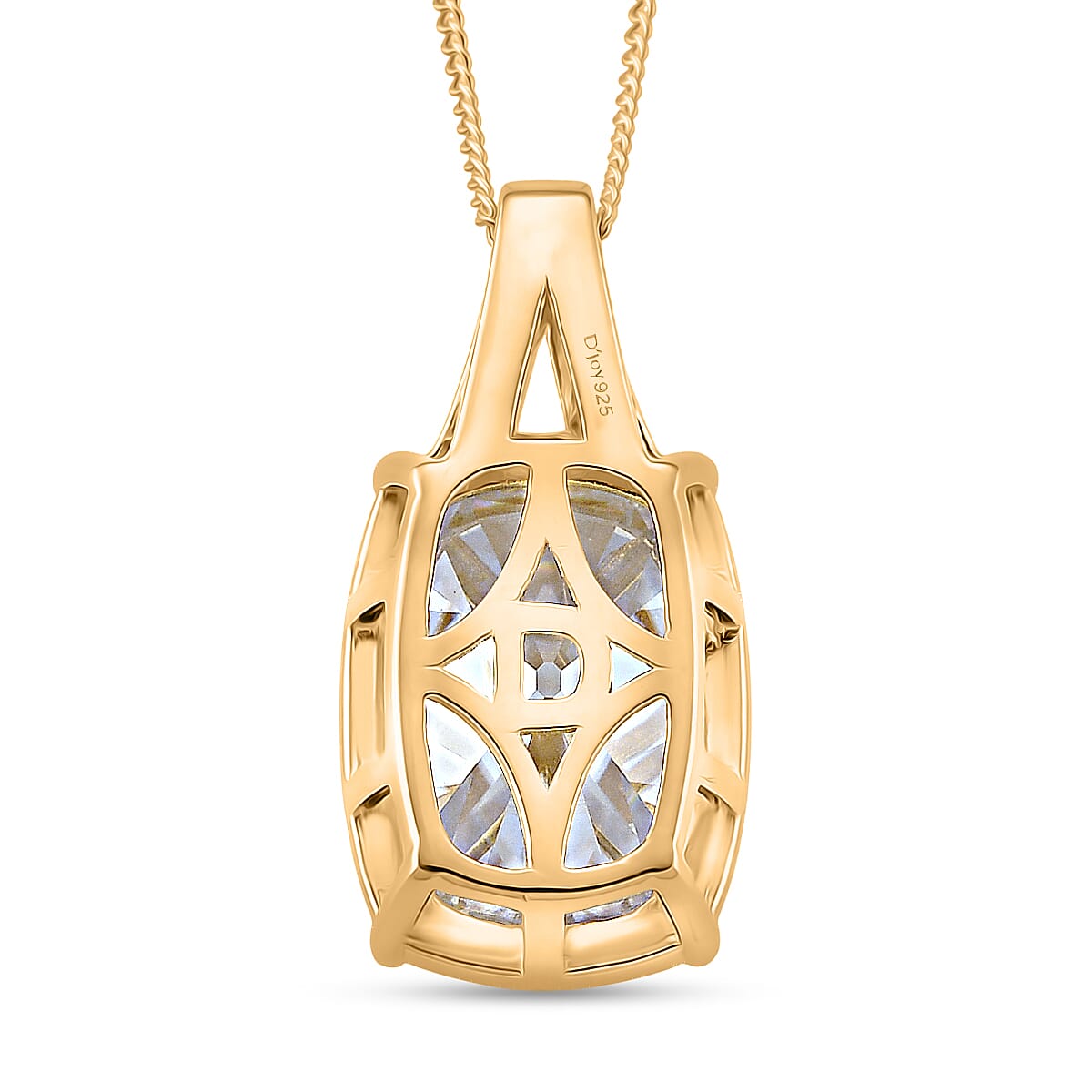 D'Joy Old Mine Cut Moissanite 10.00 ctw Pendant Necklace in 18K Vermeil Yellow Gold Over Sterling Silver 18 Inches image number 4
