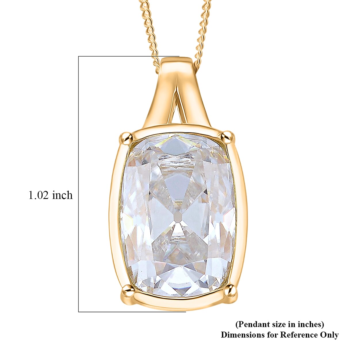 D'Joy Old Mine Cut Moissanite 10.00 ctw Pendant Necklace in 18K Vermeil Yellow Gold Over Sterling Silver 18 Inches image number 6