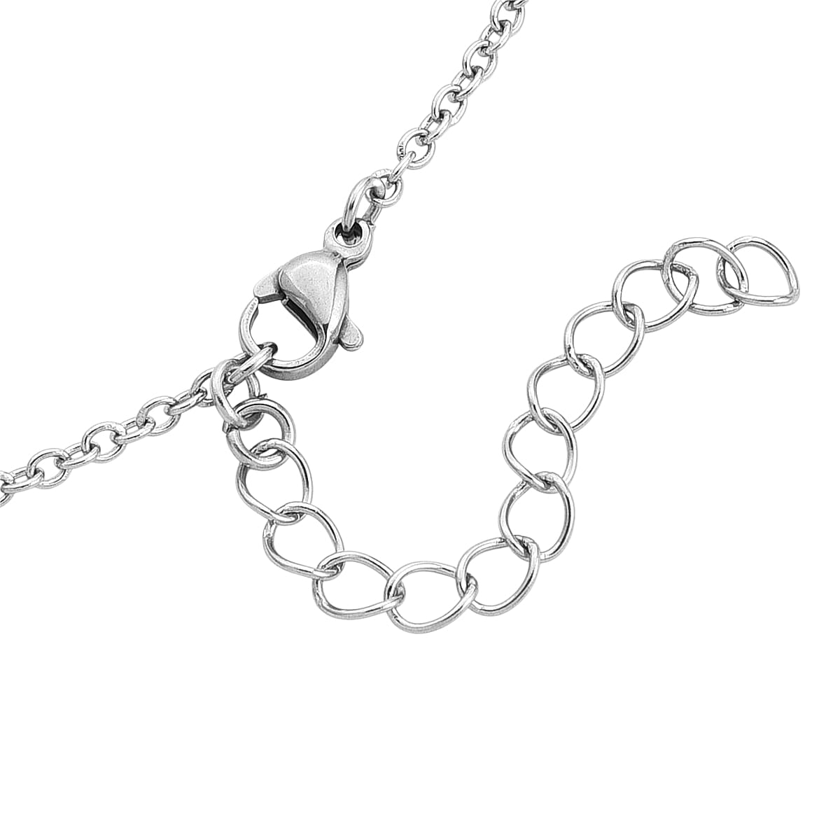 Rose Quartz 6.00 ctw Inlay Cross Pendant Necklace in Stainless Steel 24 Inches 