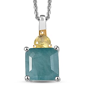 D'Joy Premium Grandidierite and Yellow Sapphire (FF) 3.00 ctw Heart Art Deco Pendant Necklace in 18K Vermeil Yellow Gold Over Sterling Silver 20 Inches 