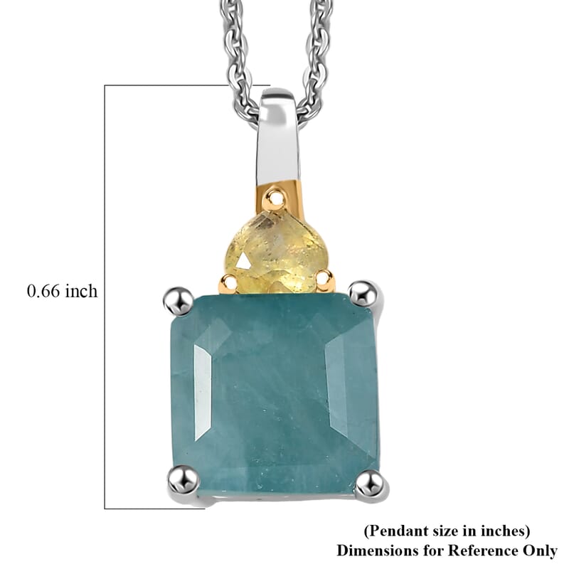 D'Joy Premium Grandidierite and Yellow Sapphire (FF) 3.00 ctw Heart Art Deco Pendant Necklace in 18K Vermeil Yellow Gold Over Sterling Silver 20 Inches