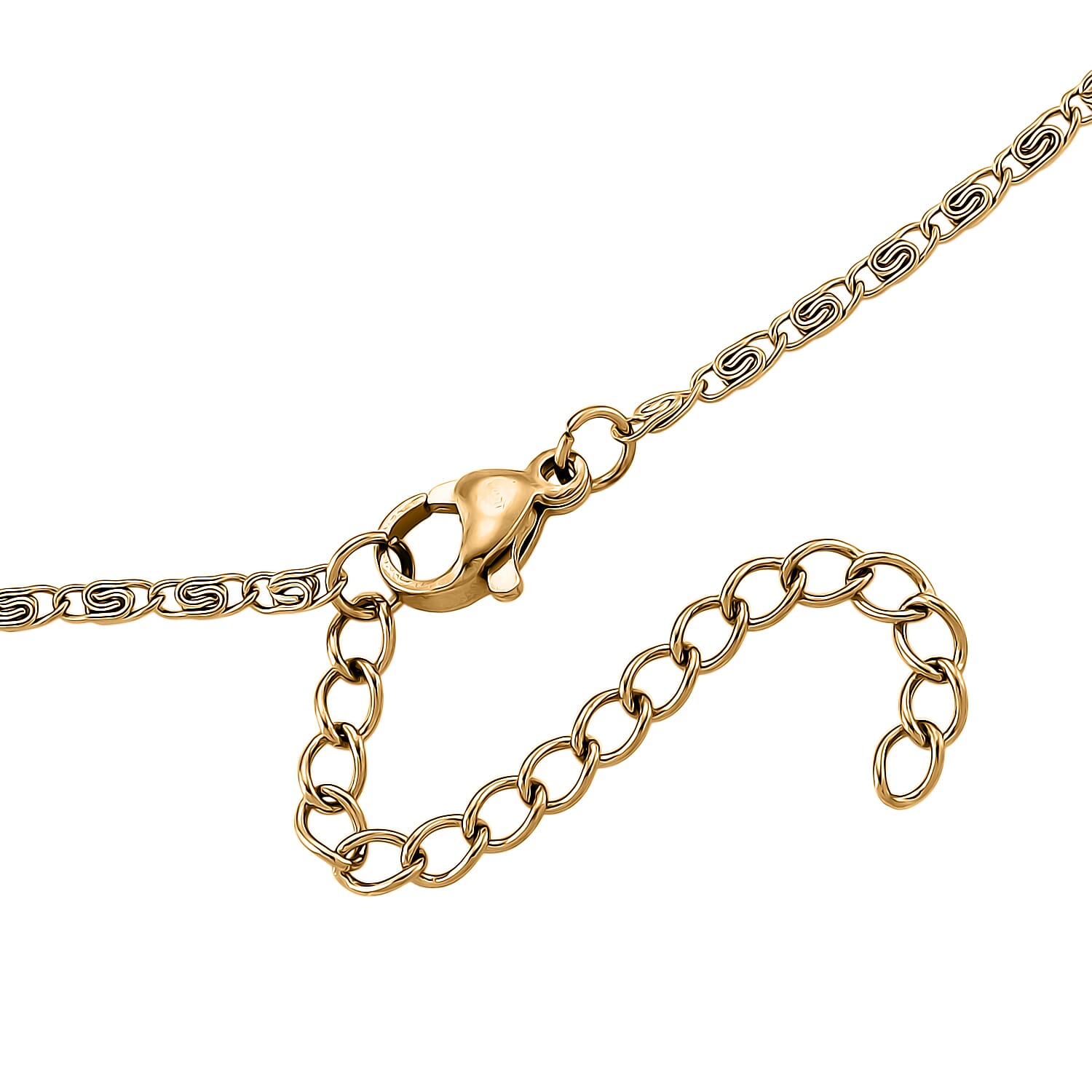 Set of 3 Chain Necklace in ION Plated YG Stainless Steel ( Link Chain, Small Link Chain and Snake Chain) ( (20-22 Inches)
