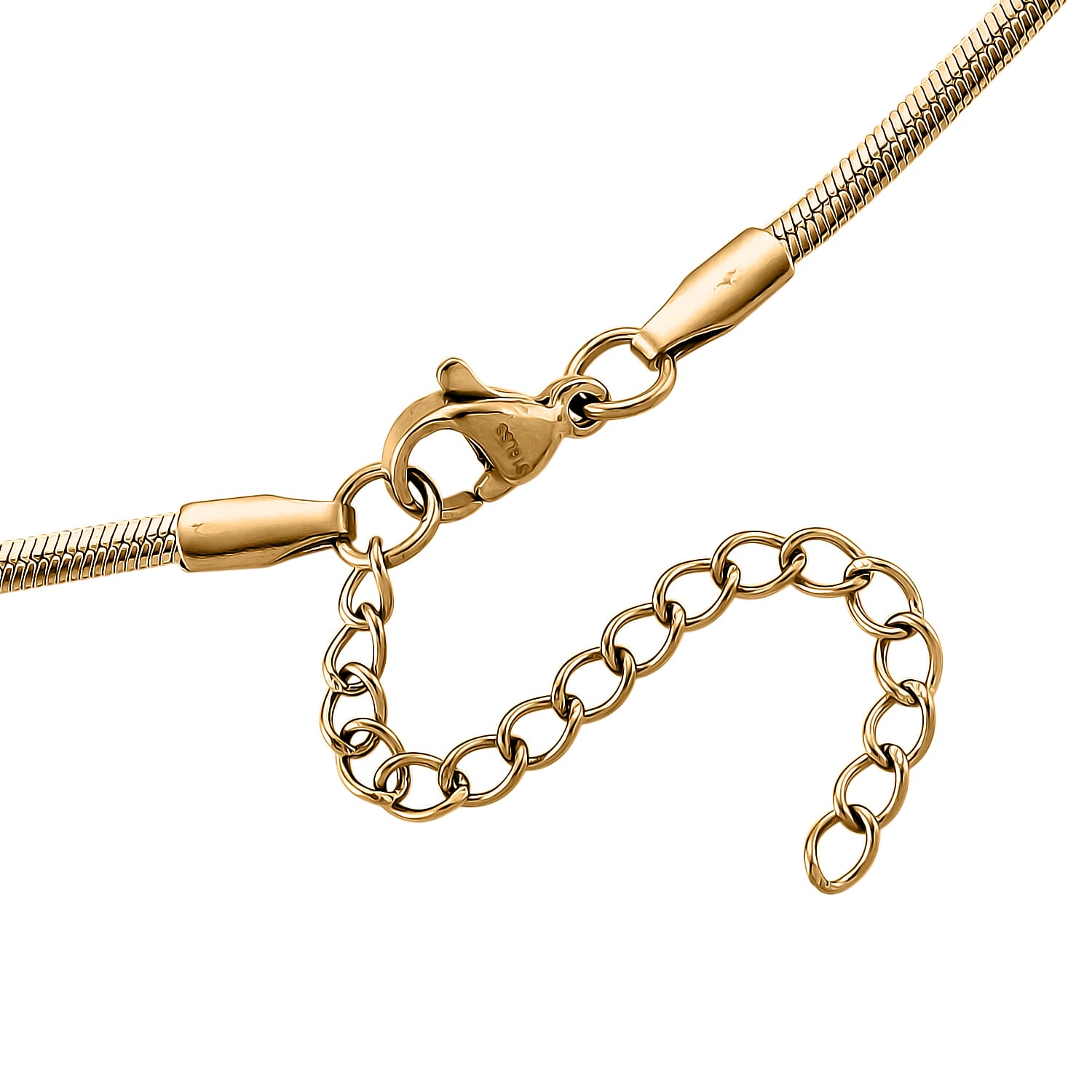 Set of 3 Chain Necklace in ION Plated YG Stainless Steel ( Link Chain, Small Link Chain and Snake Chain) ( (20-22 Inches)