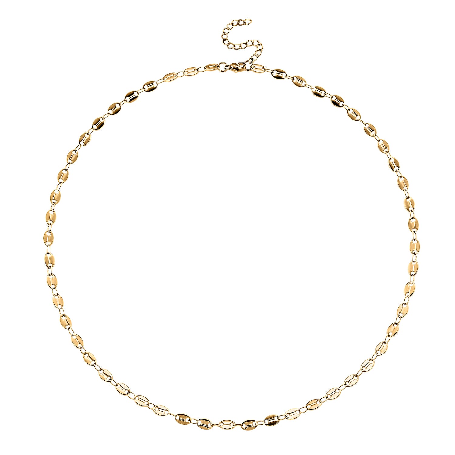 Set of 3 Chain Necklace in ION Plated YG Stainless Steel ( Link Chain, Small Link Chain and Snake Chain) ( (20-22 Inches)