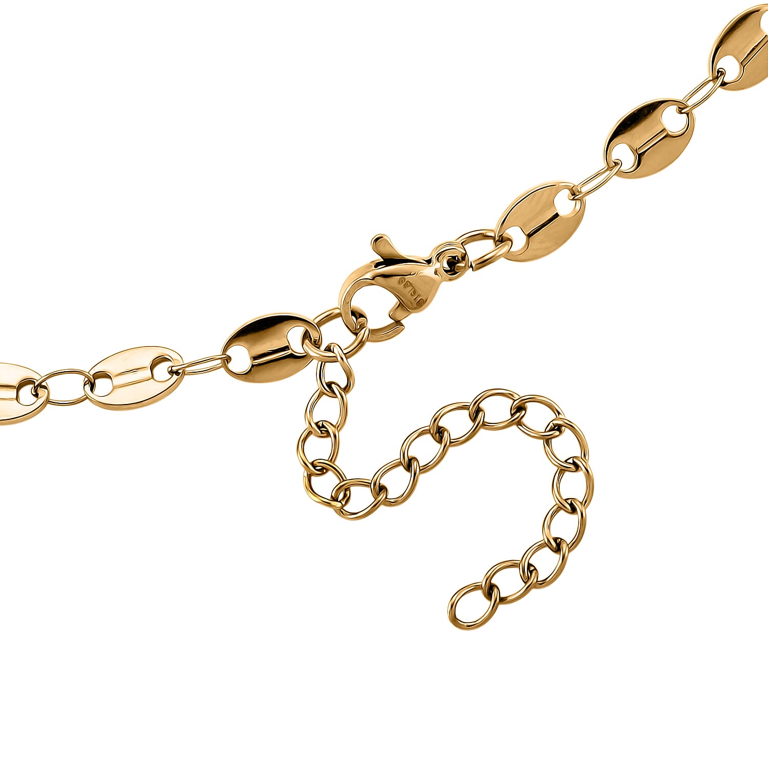Set of 3 Chain Necklace in ION Plated YG Stainless Steel ( Link Chain, Small Link Chain and Snake Chain) ( (20-22 Inches)