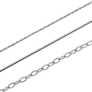 Doorbuster Set of 3 Fine, Link and Twisted Rope Chain Necklace in Stainless Steel 20-22 Inches