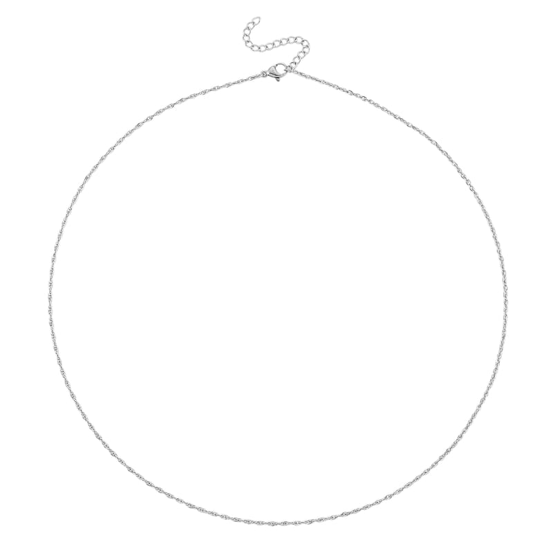  Set of 3 Fine, Link and Twisted Rope Chain Necklace in Stainless Steel 20-22 Inches