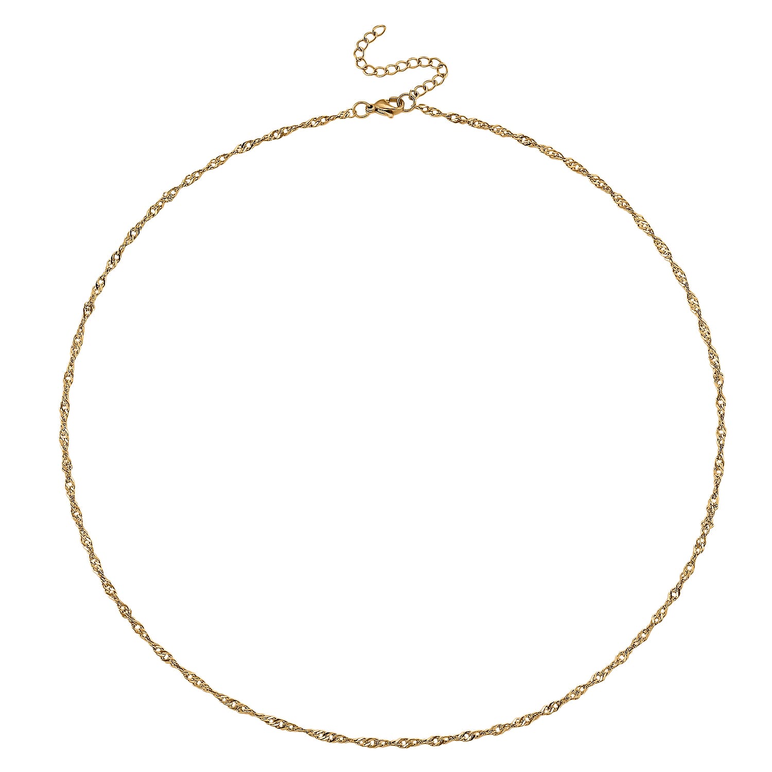 Set of 3 Chain Necklace in ION Plated YG Stainless Steel (Rope Chain, Link Chain and Cable Chain) (20-22 Inches)