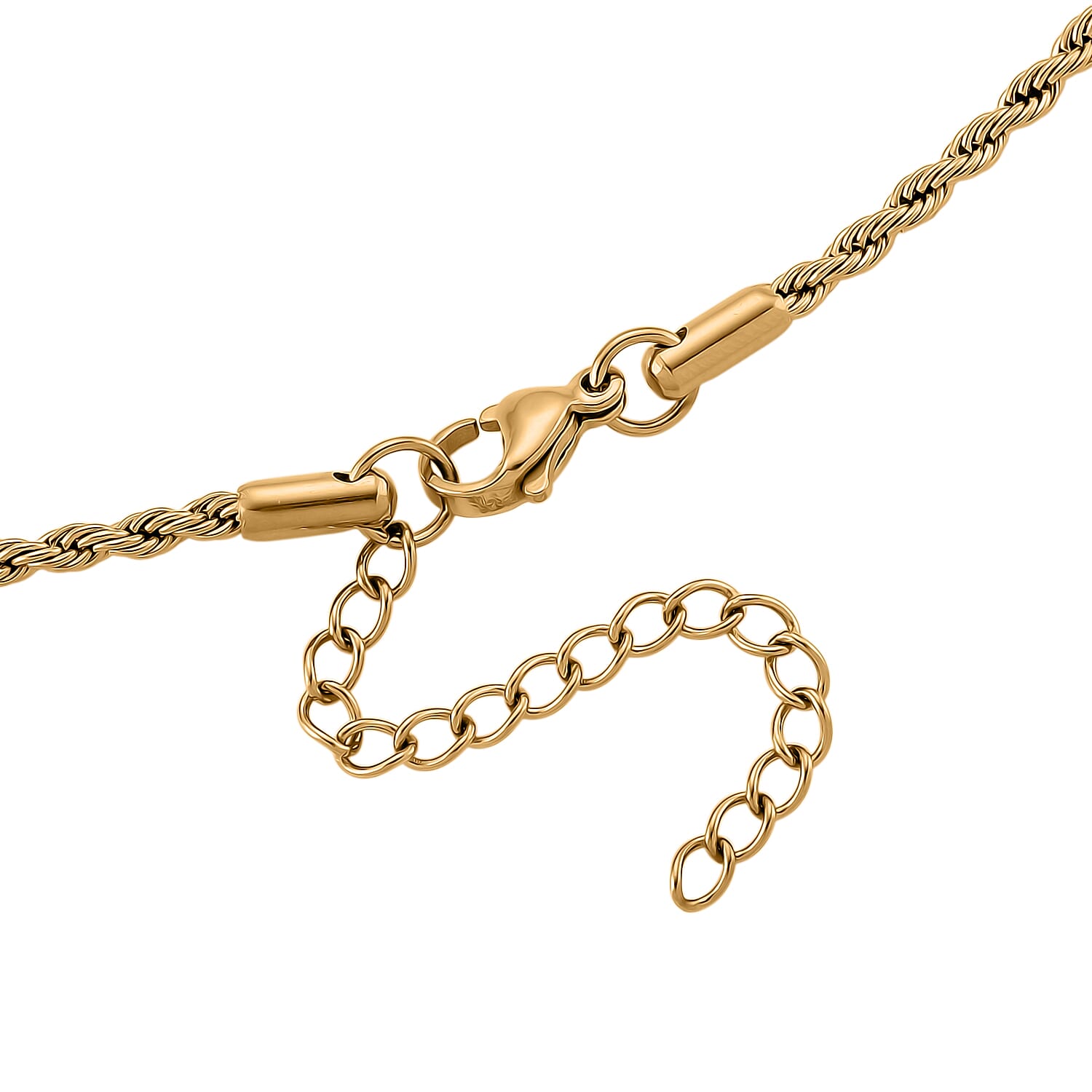 Set of 3 Chain Necklace in ION Plated YG Stainless Steel (Rope Chain, Link Chain and Cable Chain) (20-22 Inches)