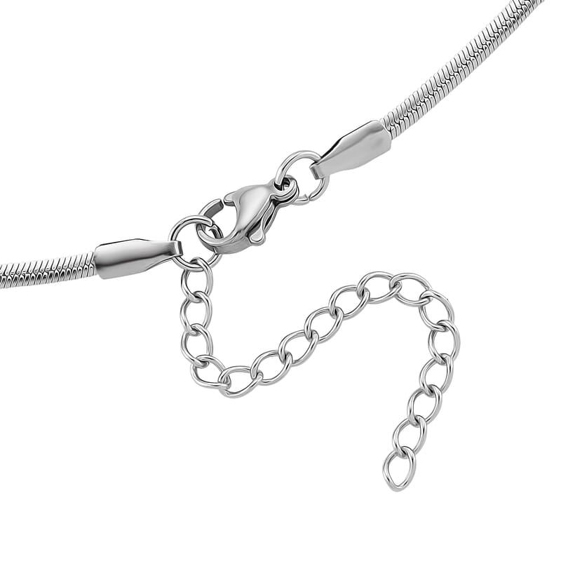 Set of 3 Snake, Link and Twisted Rope Chain Necklace in Stainless Steel 20-22 Inches
