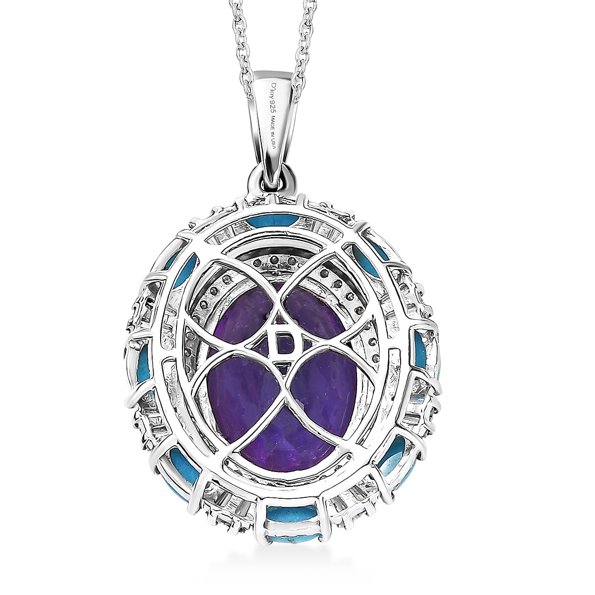 Doorbuster D'Joy African Amethyst and Multi Gemstone 11.20 ctw Sky Night Pendant Necklace in Rhodium Over Sterling Silver 20 Inches image number 4