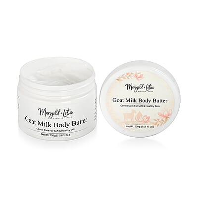 Marigold and Lotus Goat Milk Gentle Body Set (Bar Soap 3.53oz, Body Butter 7.05oz & Scrub 7.05oz)